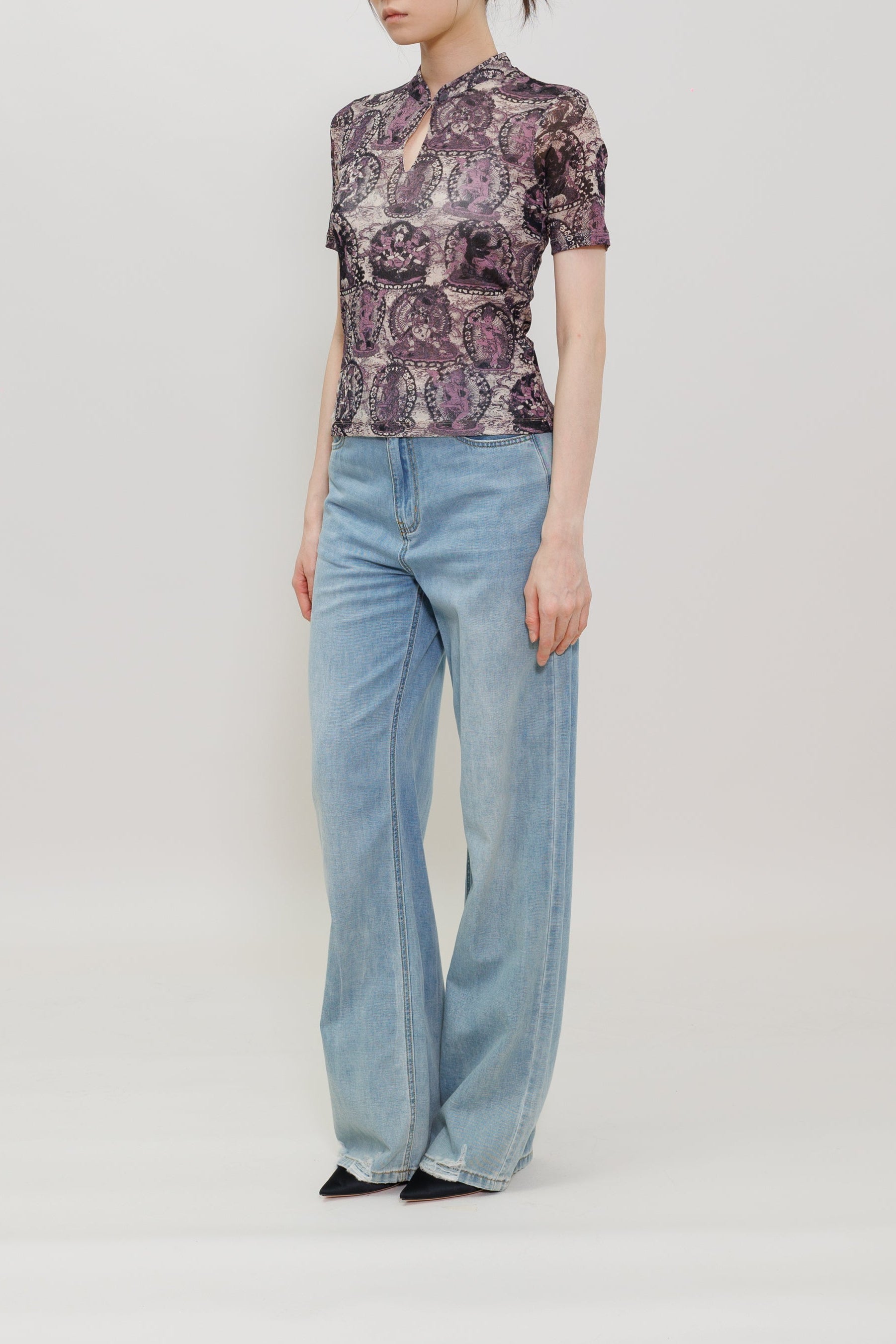 Tanka Buddha Print Qipao Top