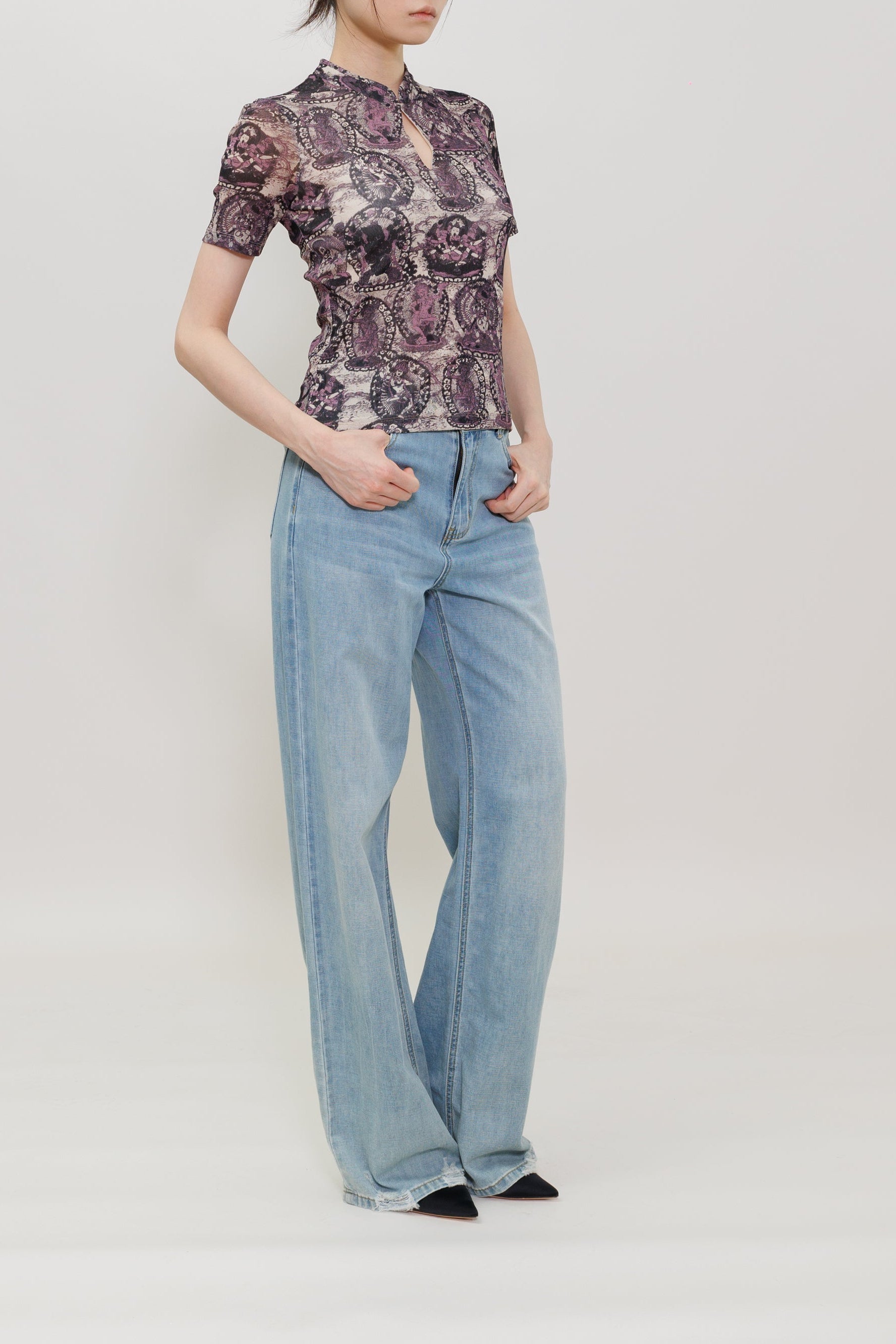 Tanka Buddha Print Qipao Top