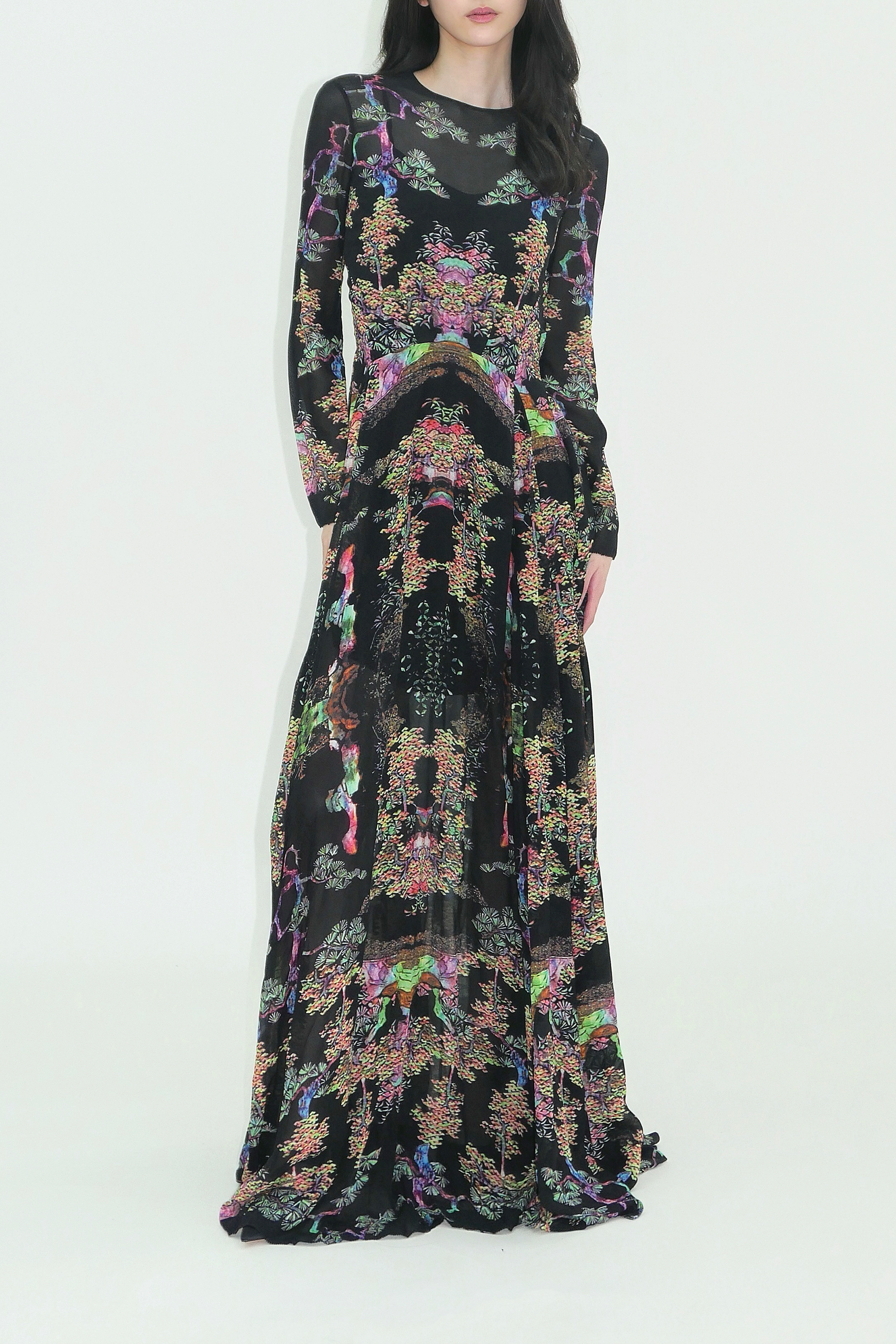 Bonsai Print Mesh Gown