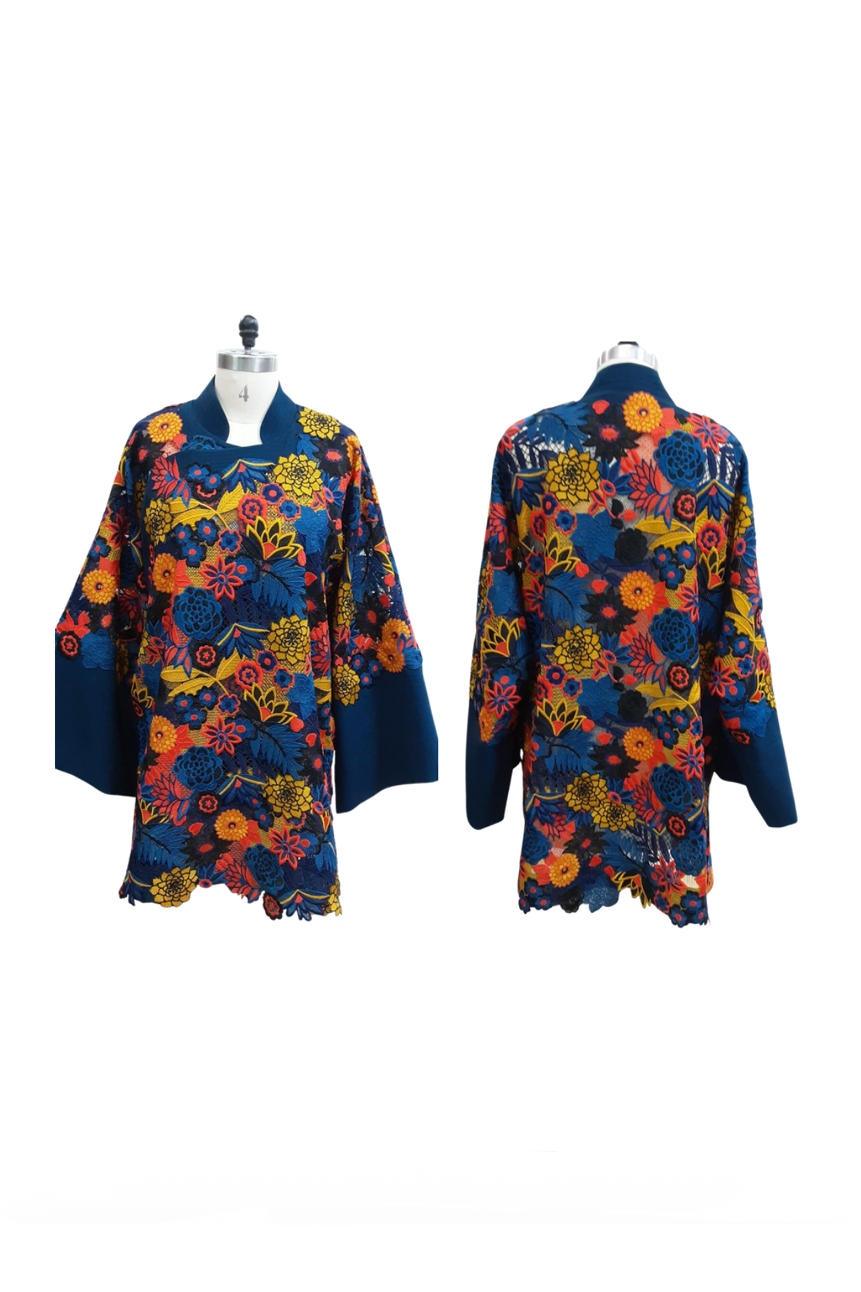 Multi Flower Lace Oversized Kung Fu Jacket