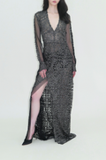 Silver Tiles Lace Maxi Dress