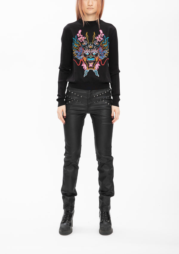 BLACK DRAGON EMBROIDERED SWEATSHIRT