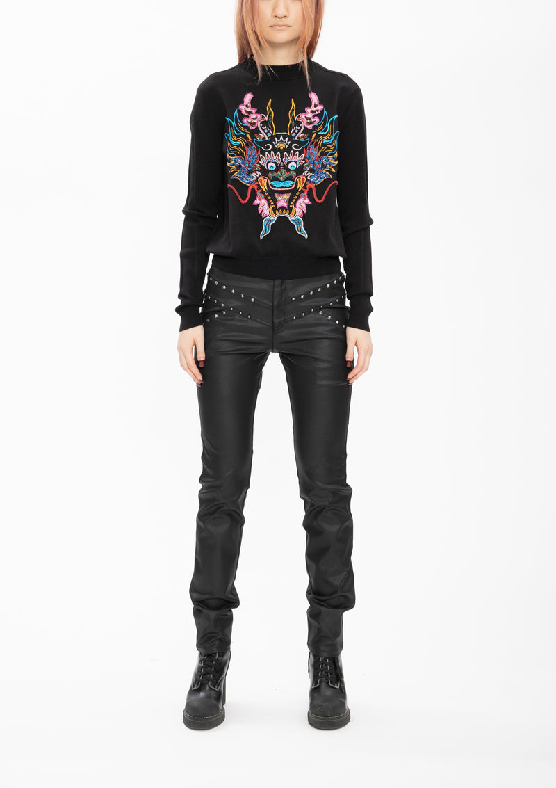BLACK DRAGON EMBROIDERED SWEATSHIRT