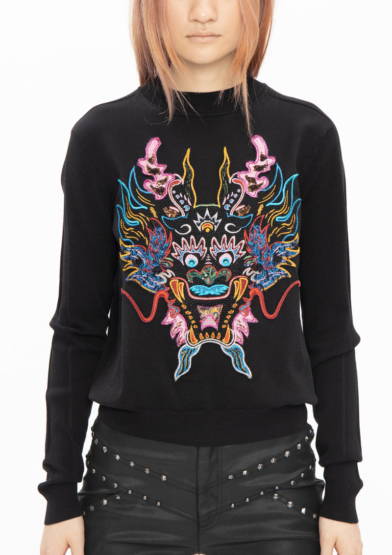 BLACK DRAGON EMBROIDERED SWEATSHIRT