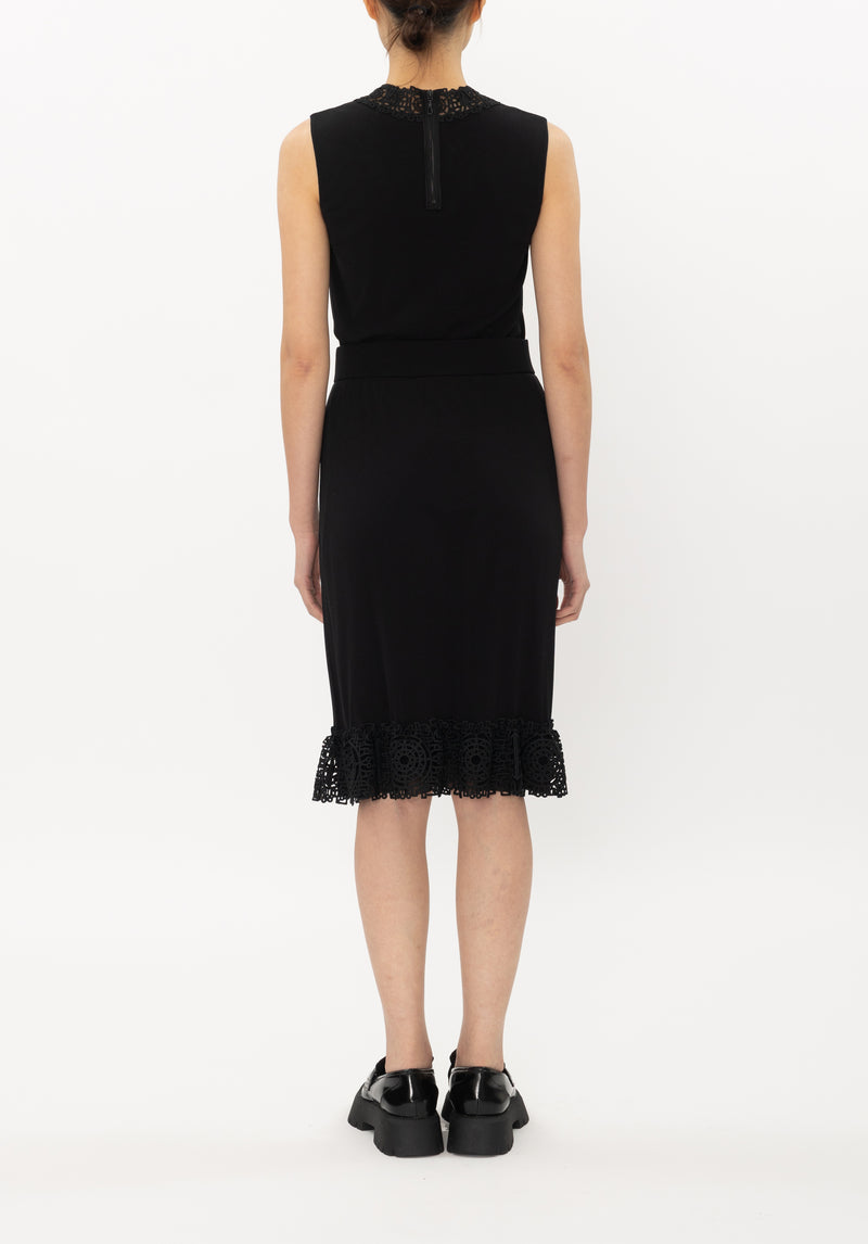 META LACE HEM SOLID STRETCH NETTING SKIRT