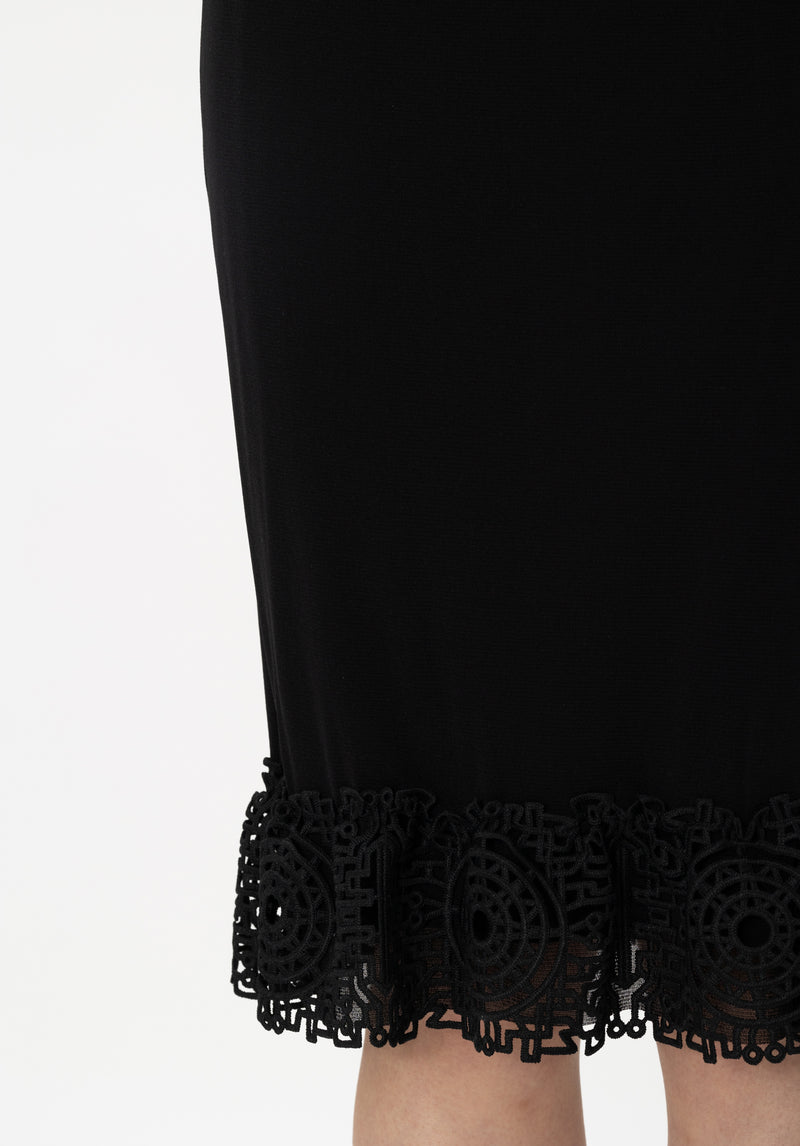 META LACE HEM SOLID STRETCH NETTING SKIRT