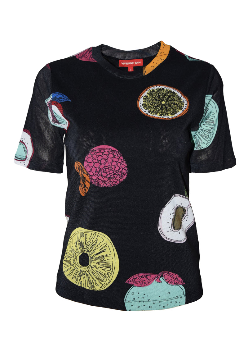 BIG FRUIT PRINT ON ST NETTING TOP