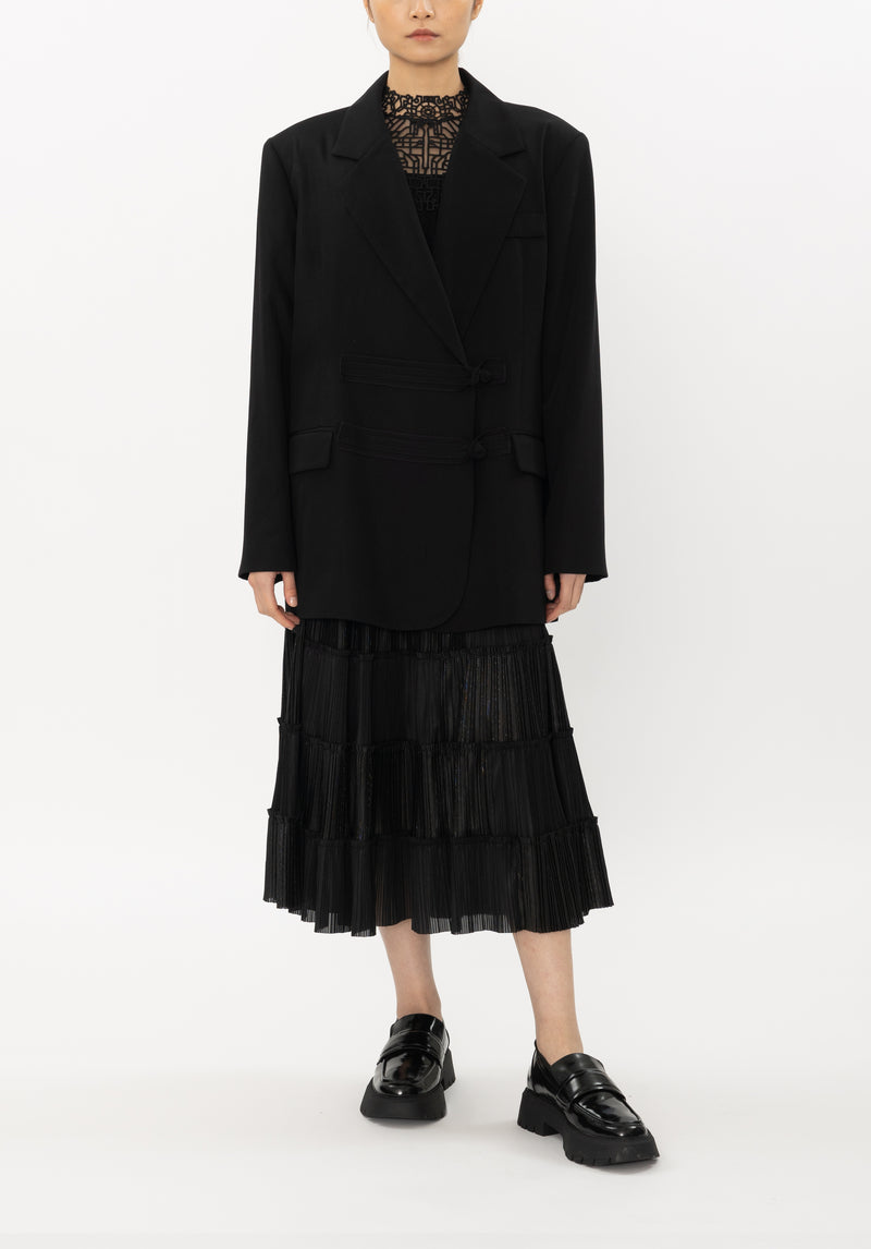 SOLID POLYESTER BOYFRIEND BLAZER