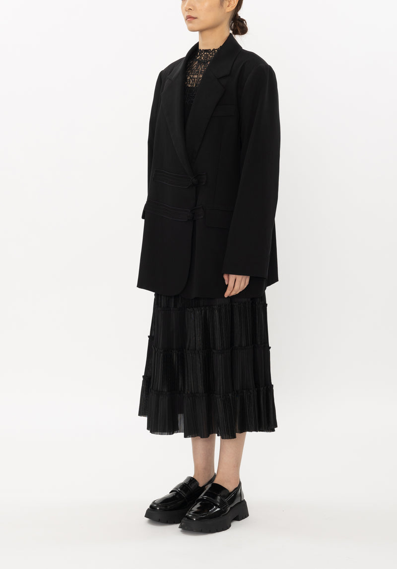 SOLID POLYESTER BOYFRIEND BLAZER