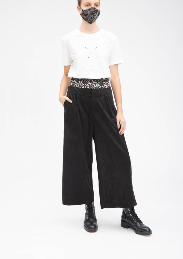 SUEDE PATCHWORK JACQUARD PANTS