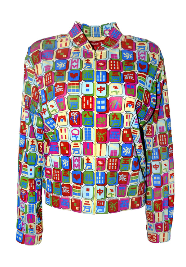 MAHJONG PRINT ST NETTING BOMBER JACKET