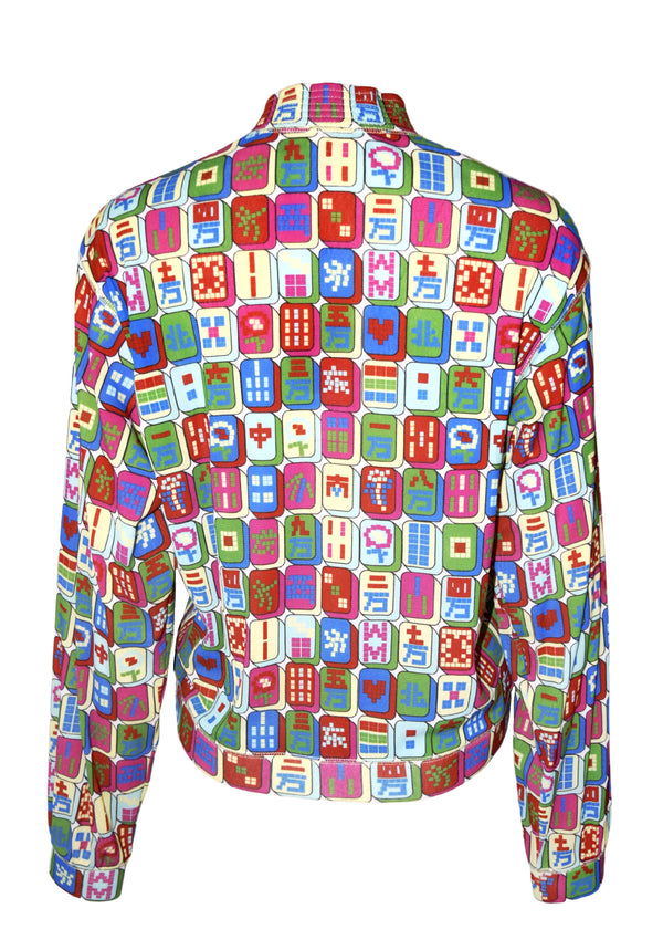 MAHJONG PRINT ST NETTING BOMBER JACKET