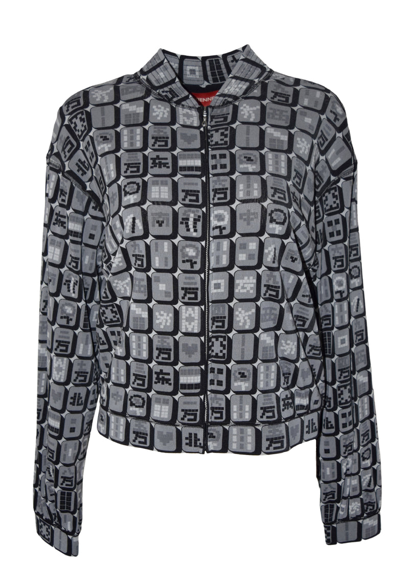 MAHJONG PRINT ST NETTING BOMBER JACKET