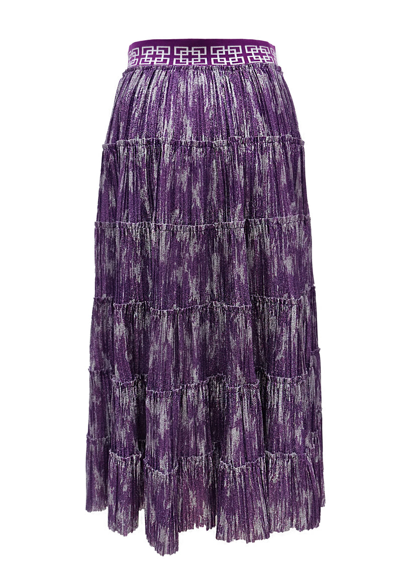 LOGO JACQUARD ELASTIC WAIST PIXEL PLEATED SKIRT