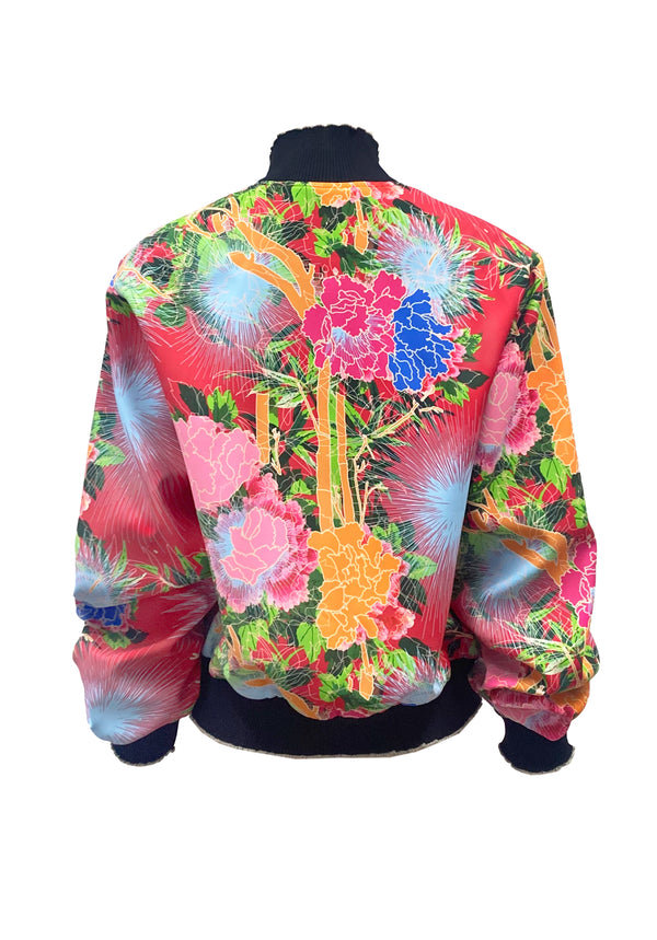 PEONY PRINT SATIN JACKET