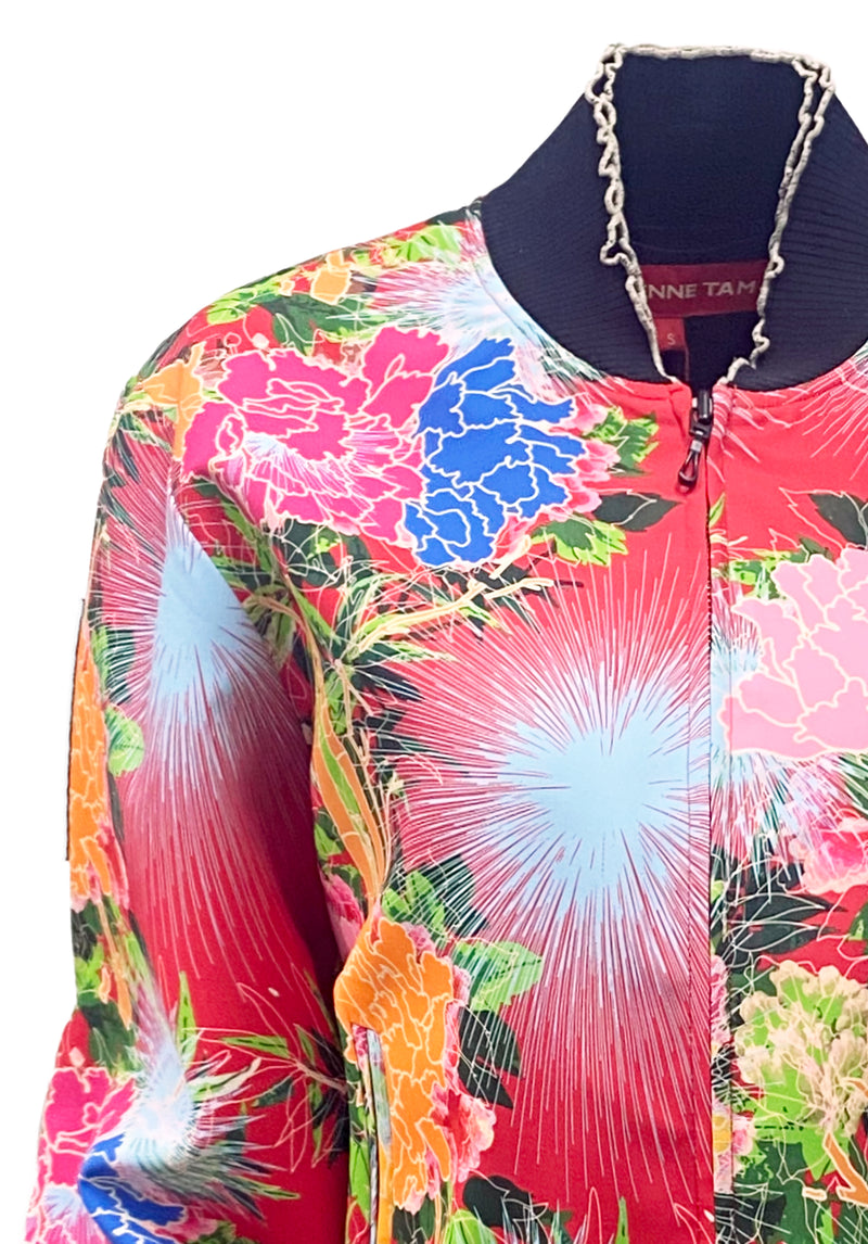 PEONY PRINT SATIN JACKET