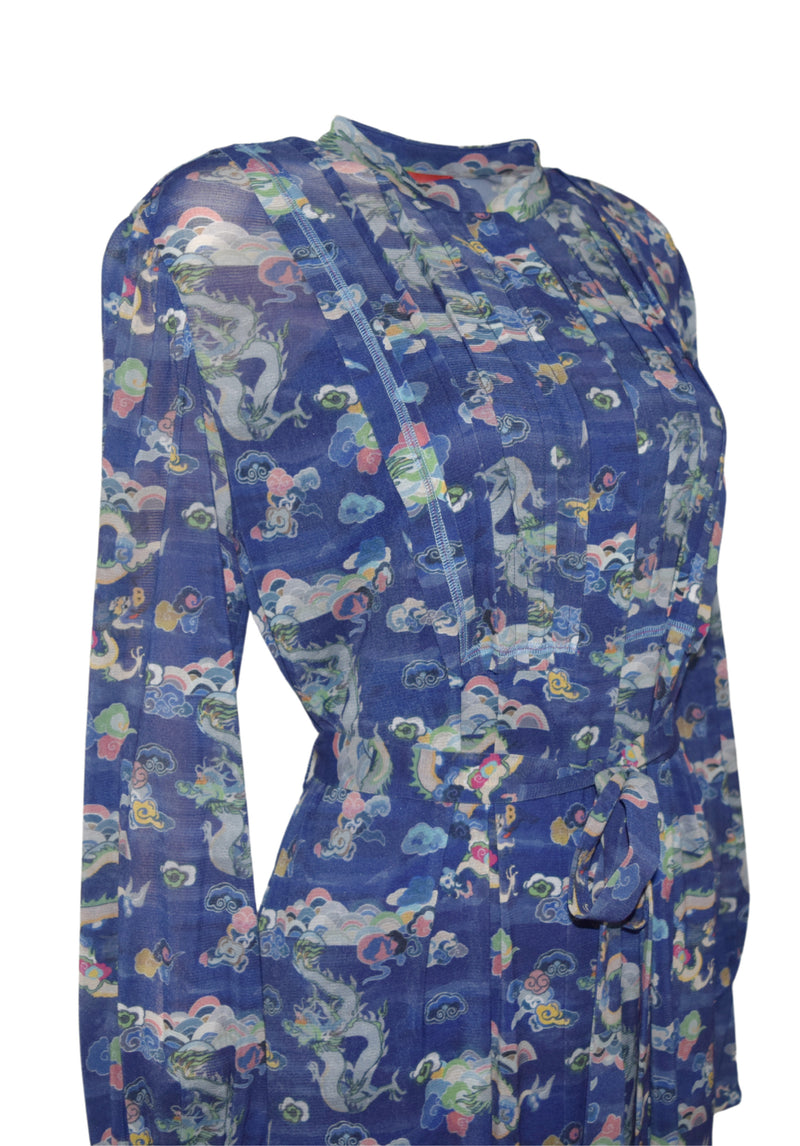 DRAGON BRUSH PRINT ST NETTING DRESS