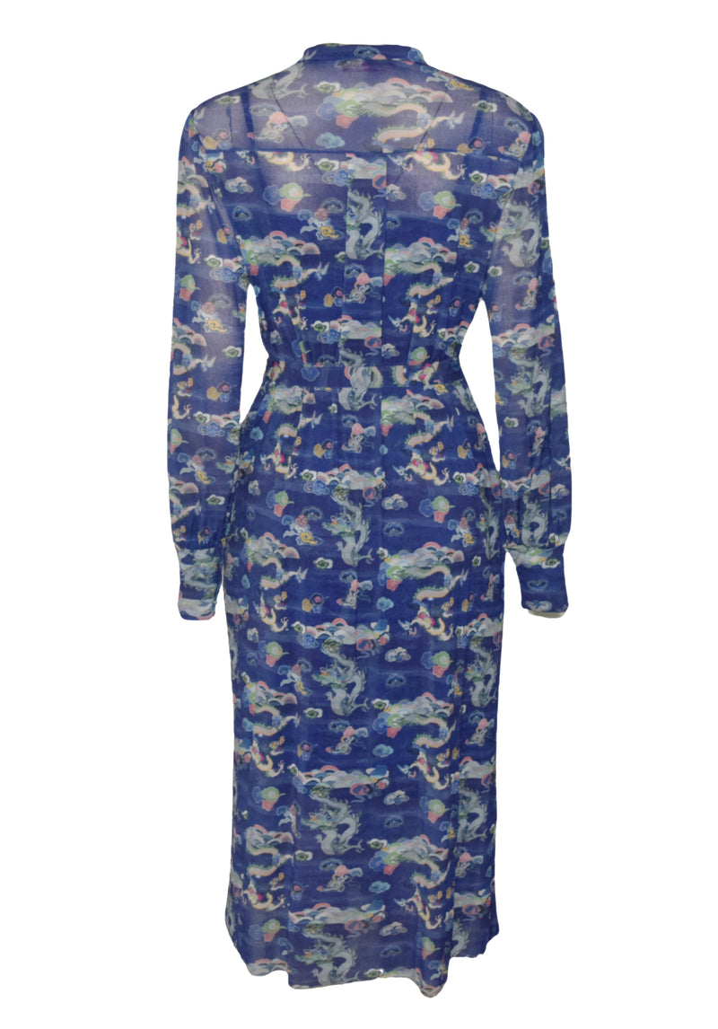 DRAGON BRUSH PRINT ST NETTING DRESS