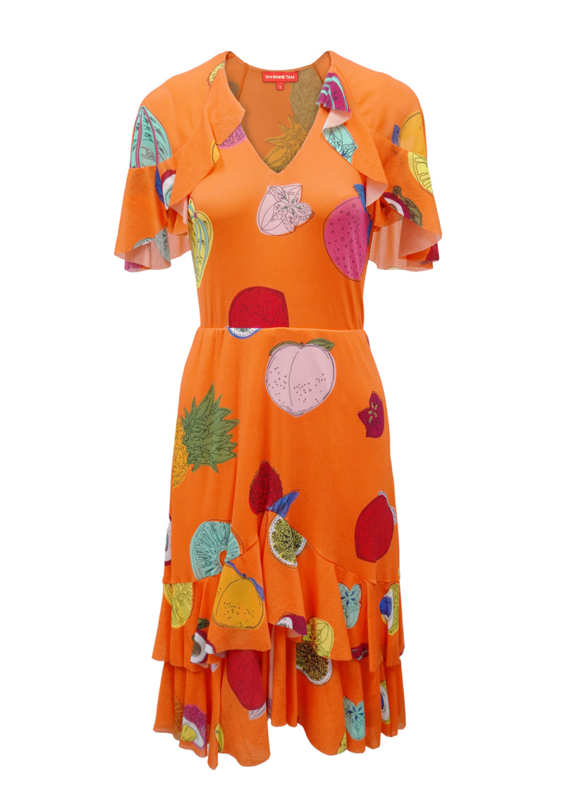 orange fruit print dress Orange Fruit Pattern Fruit A-Line Dress by GraphicsbyNel