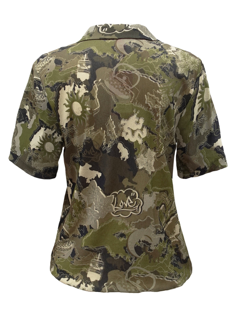 CITY CAMOUFLAGE PRINT ON ST NETTING HAWAIIAN SHIRT