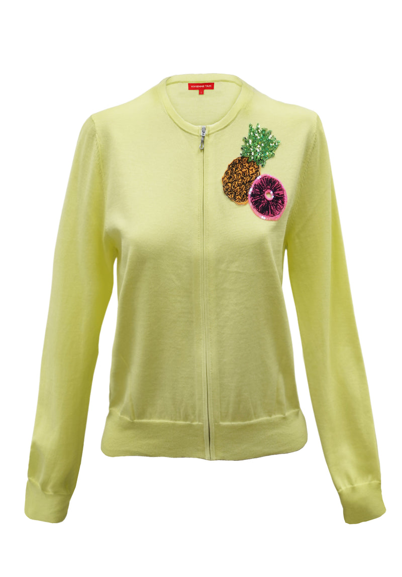 BADGE EMB ON COTTON SWEATER CARDIGAN