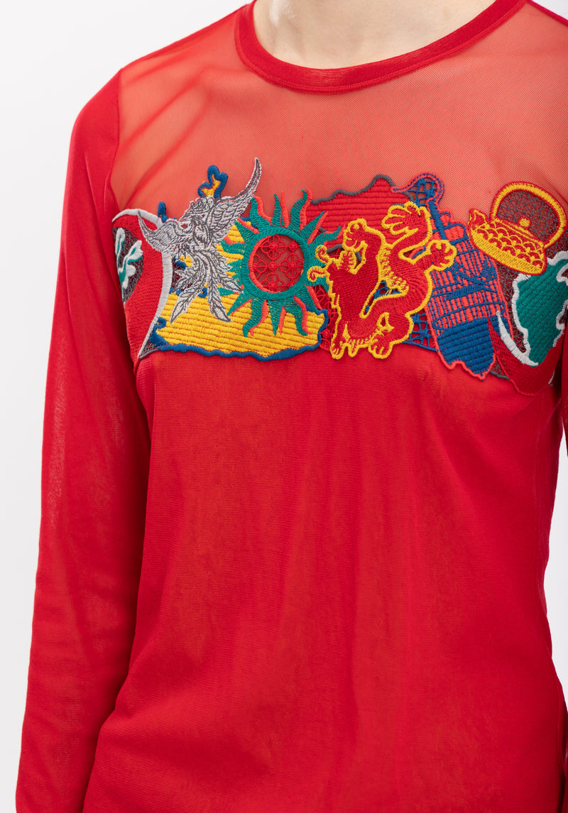 CITY CAMOUFLAGED LACE RED TOP