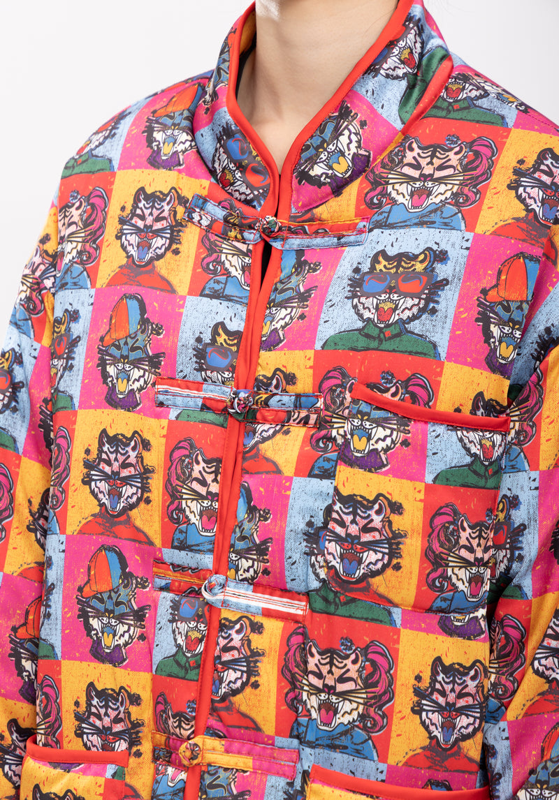 TIGER TOGETHER QUILTED KUNG FU JACKET WITH CHINESE KNOTS