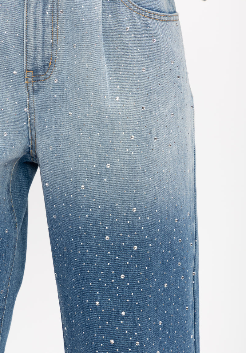 GRADIATION CRYSTAL STONE DENIM PANTS JEANS