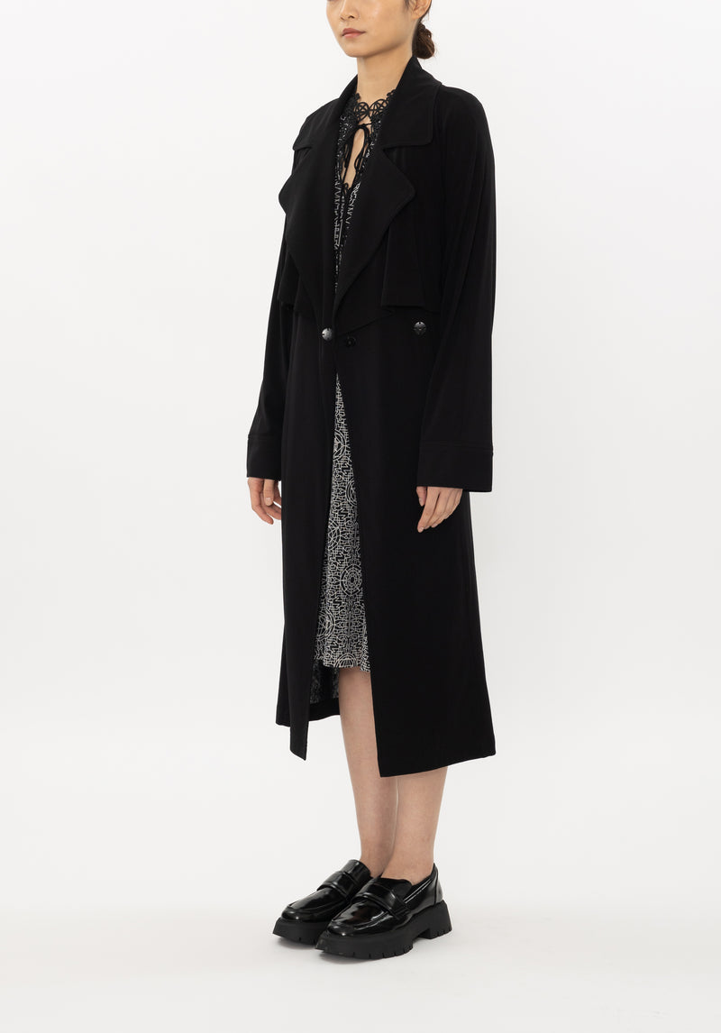 SOLID STRETCH NETTING TRENCH COAT