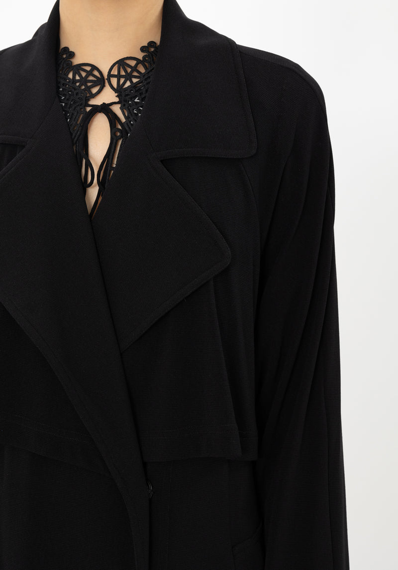 SOLID STRETCH NETTING TRENCH COAT