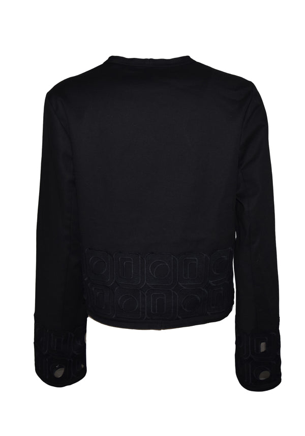 GEOMETRIC EMB EYELET KUNG FU JACKET WITH CHINESE KNOTS