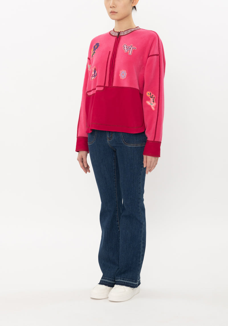 SOLID NETTING WITH FLEECE PULLOVER