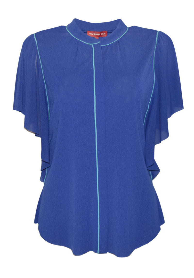 SOLID STRETCH NETTING BLOUSE