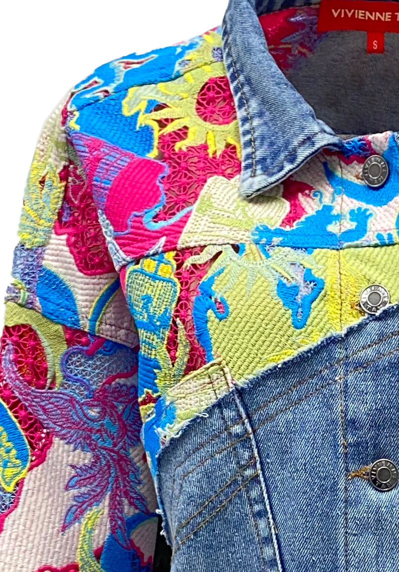 CITY CAMOUFLAGED LACE DENIM JACKET
