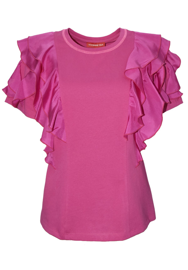 COTTON JERSEY WITH COTTON VOILE