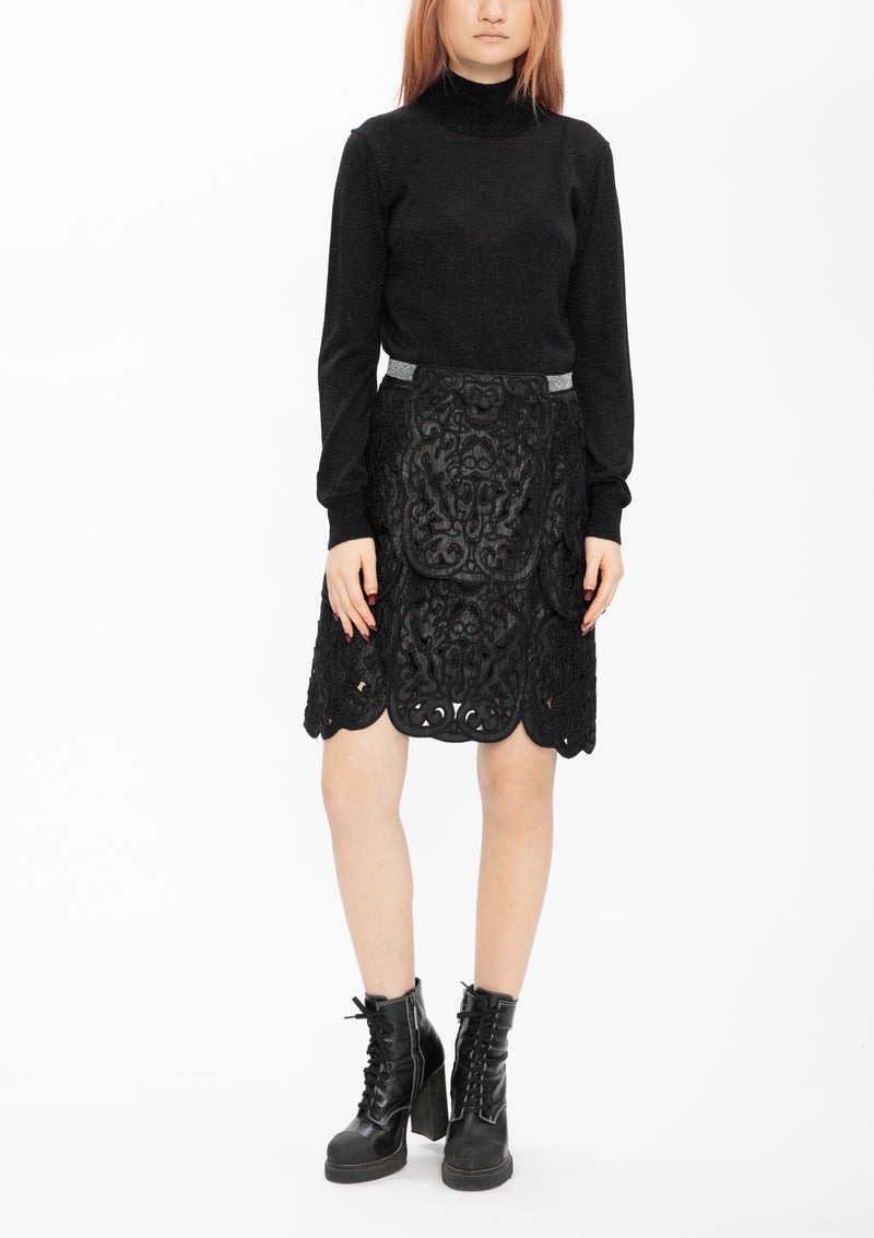 BLACK CORDUROY COATING SKIRT