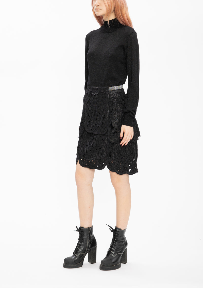 BLACK CORDUROY COATING SKIRT