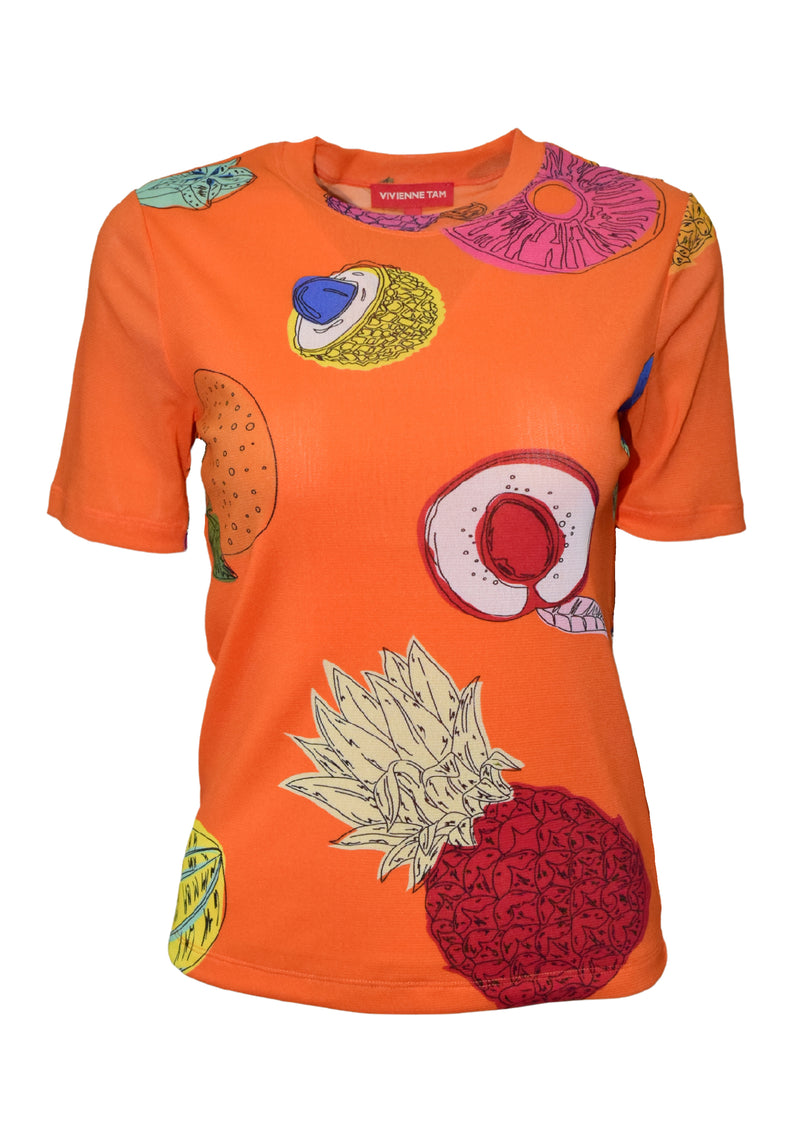 BIG FRUIT PRINT ON ST NETTING TOP