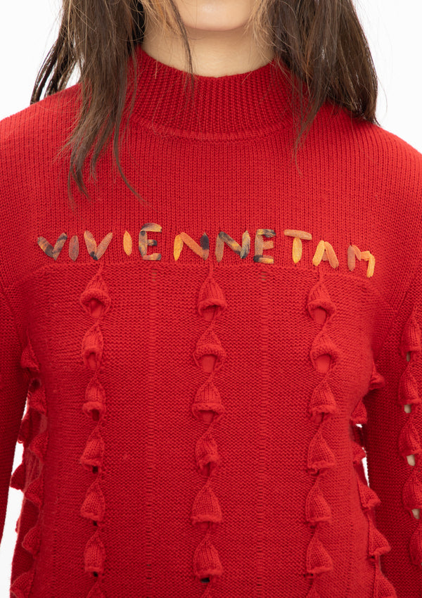 VT LOGO LACING WOOL SWEATER TOP