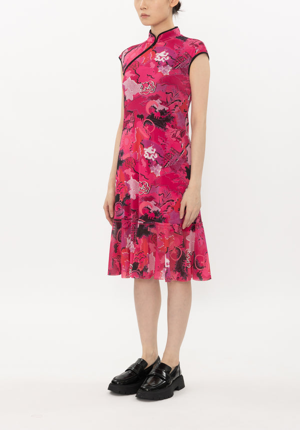 CITY CAMOUFLAGE NETTING CHEONGSAM DRESS