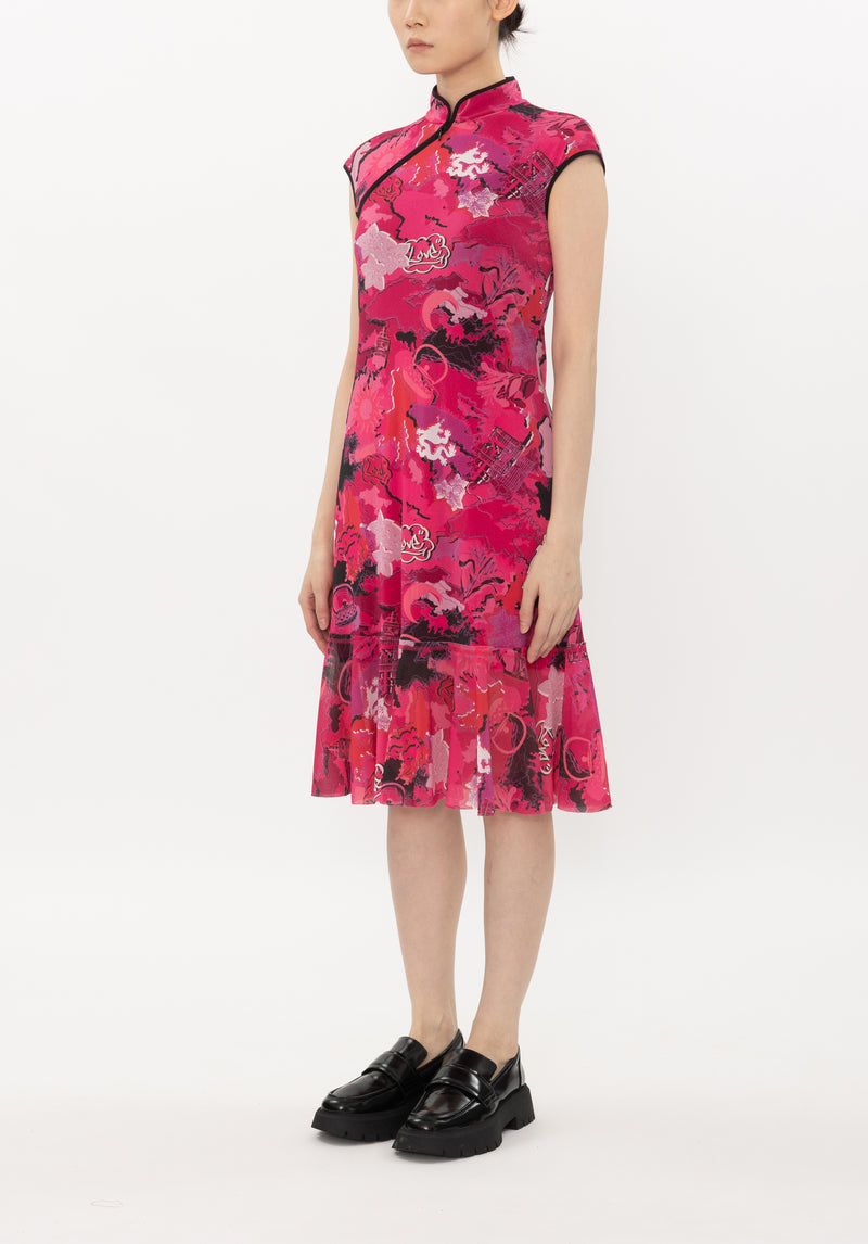CITY CAMOUFLAGE NETTING CHEONGSAM DRESS