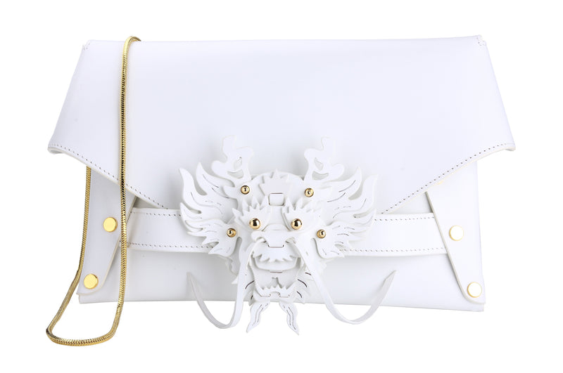 WHITE 3D DRAGON ENVELOPE BAG