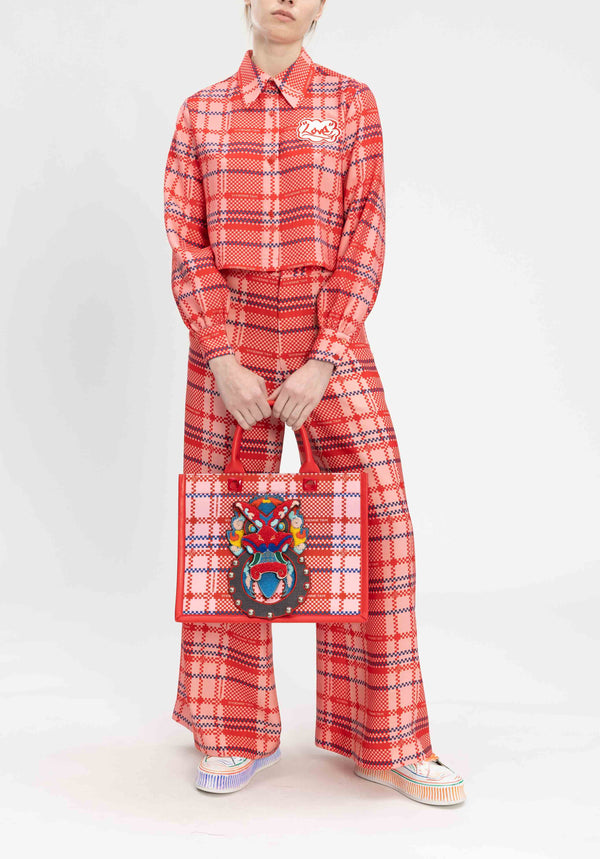 HONG KONG CLASSIC RED PLAID TOTE BAG
