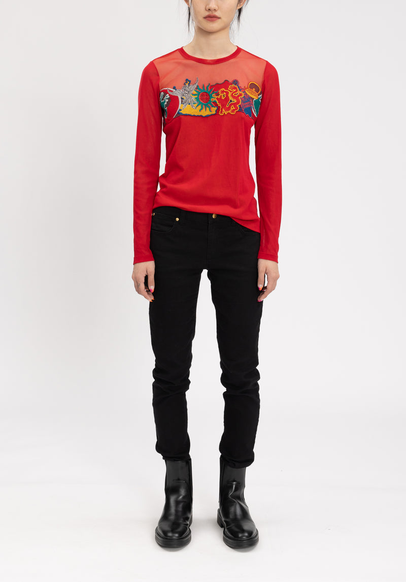 CITY CAMOUFLAGED LACE RED TOP