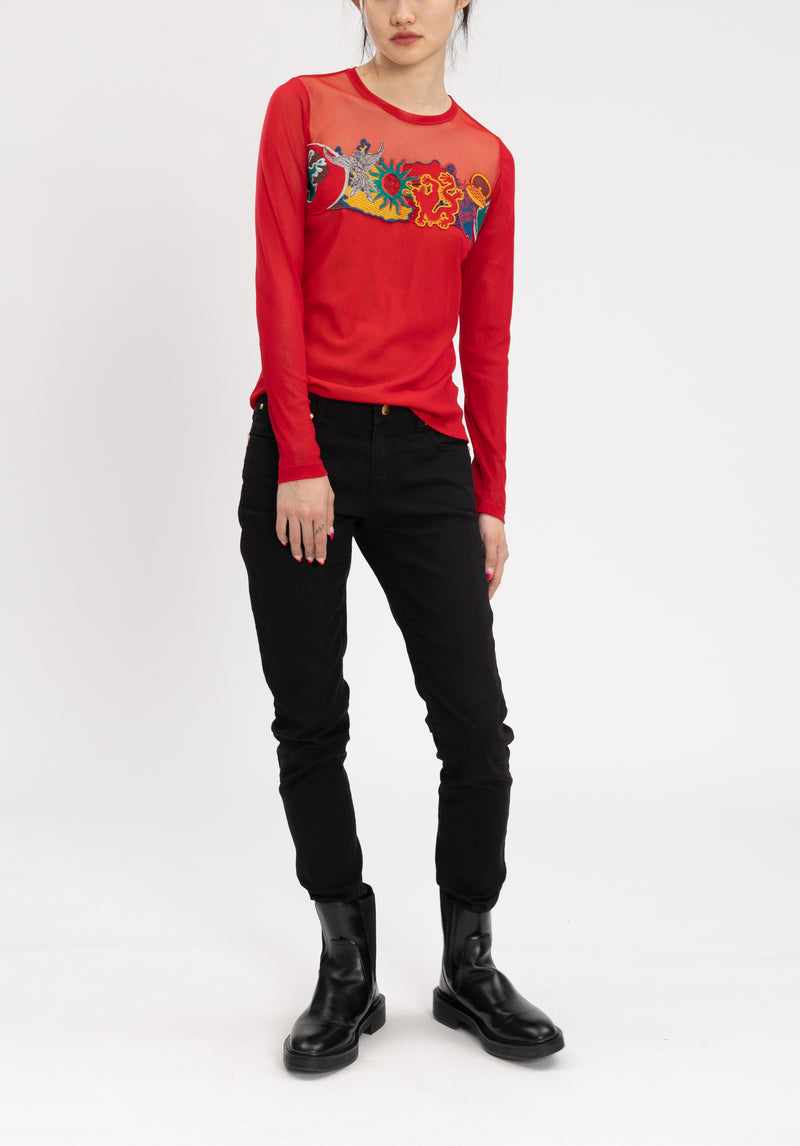 CITY CAMOUFLAGED LACE RED TOP