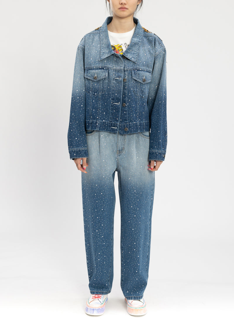 GRADIATION CRYSTAL STONE DENIM PANTS JEANS