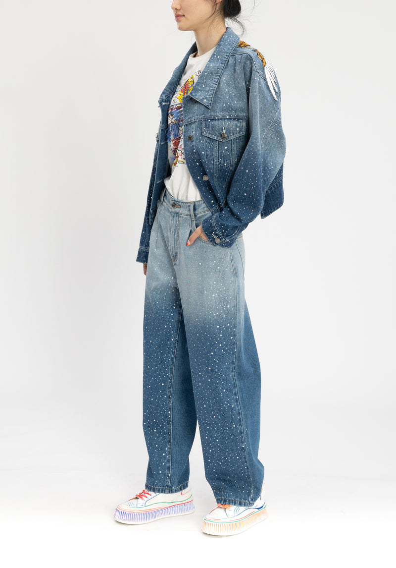 GRADIATION CRYSTAL STONE DENIM PANTS JEANS