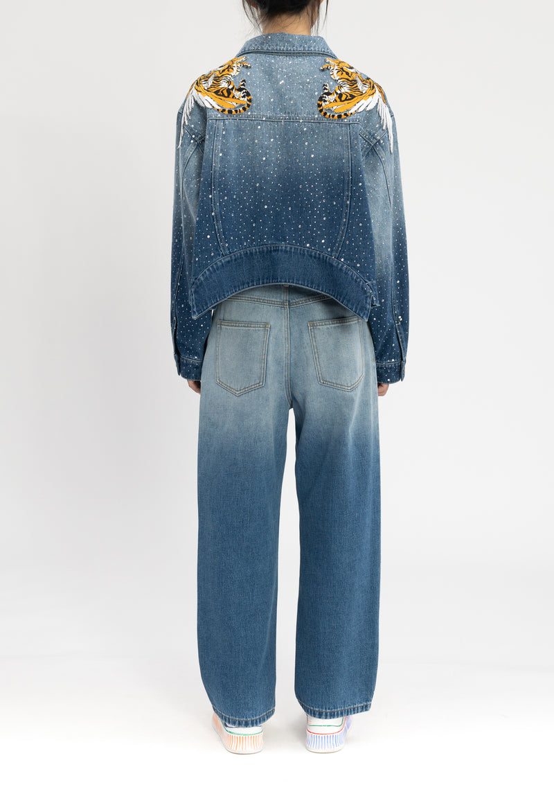GRADIATION CRYSTAL STONE DENIM PANTS JEANS