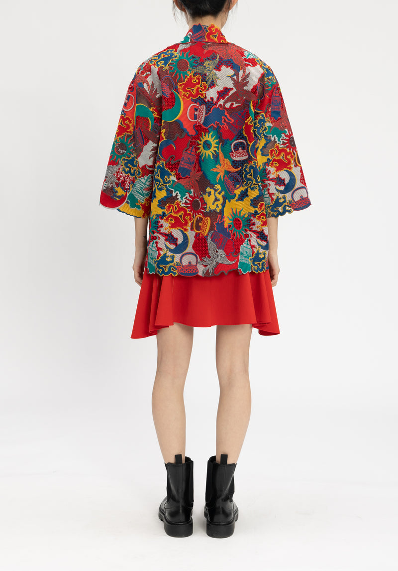 CITY CAMOUFLAGED LACE LONG JACKET